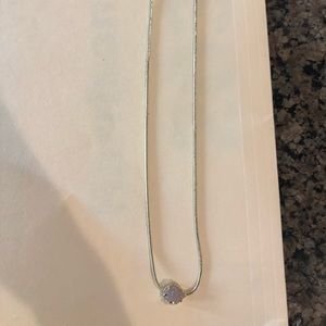 Iridescent white and gold drusy pendant